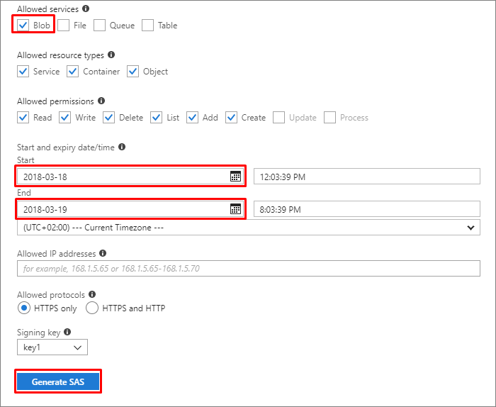 Screenshot showing the SAS configuration.