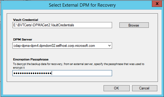 Screenshot shows how to download the external DPM credentials.