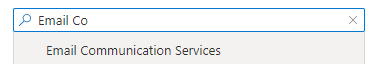 Screenshot that shows how to search Email Communication Service in market place.