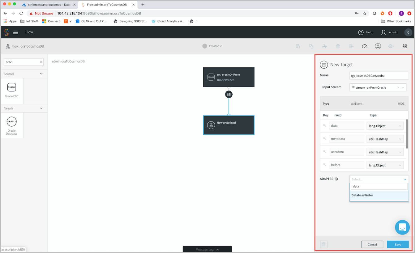 Screenshot that shows the configurable target properties.