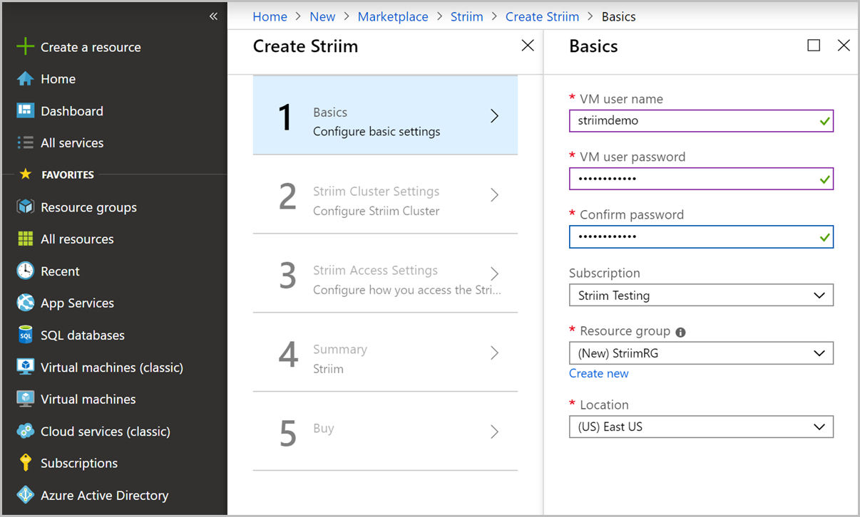 Configure basic settings for Striim