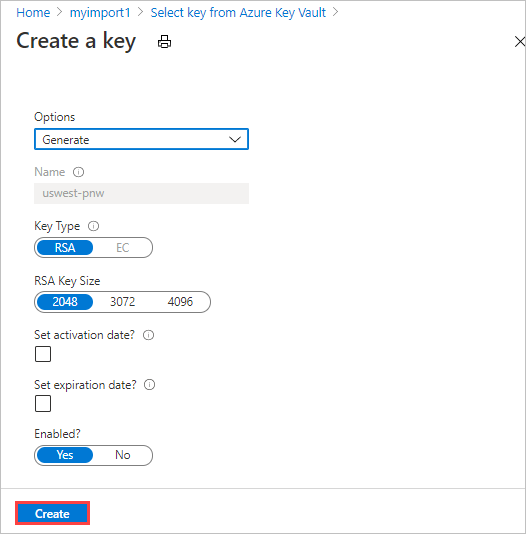 Create a new key version