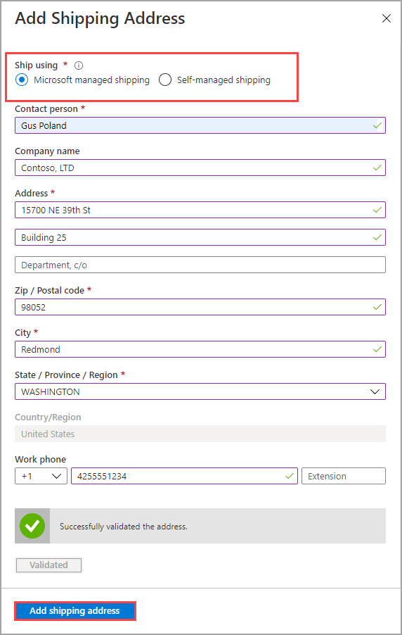 Validate shipping address