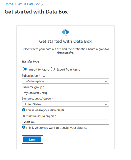 Select Data Box Disk option