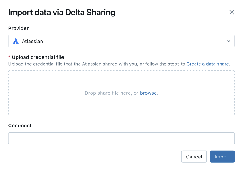 Import a provider's credential file using the UI