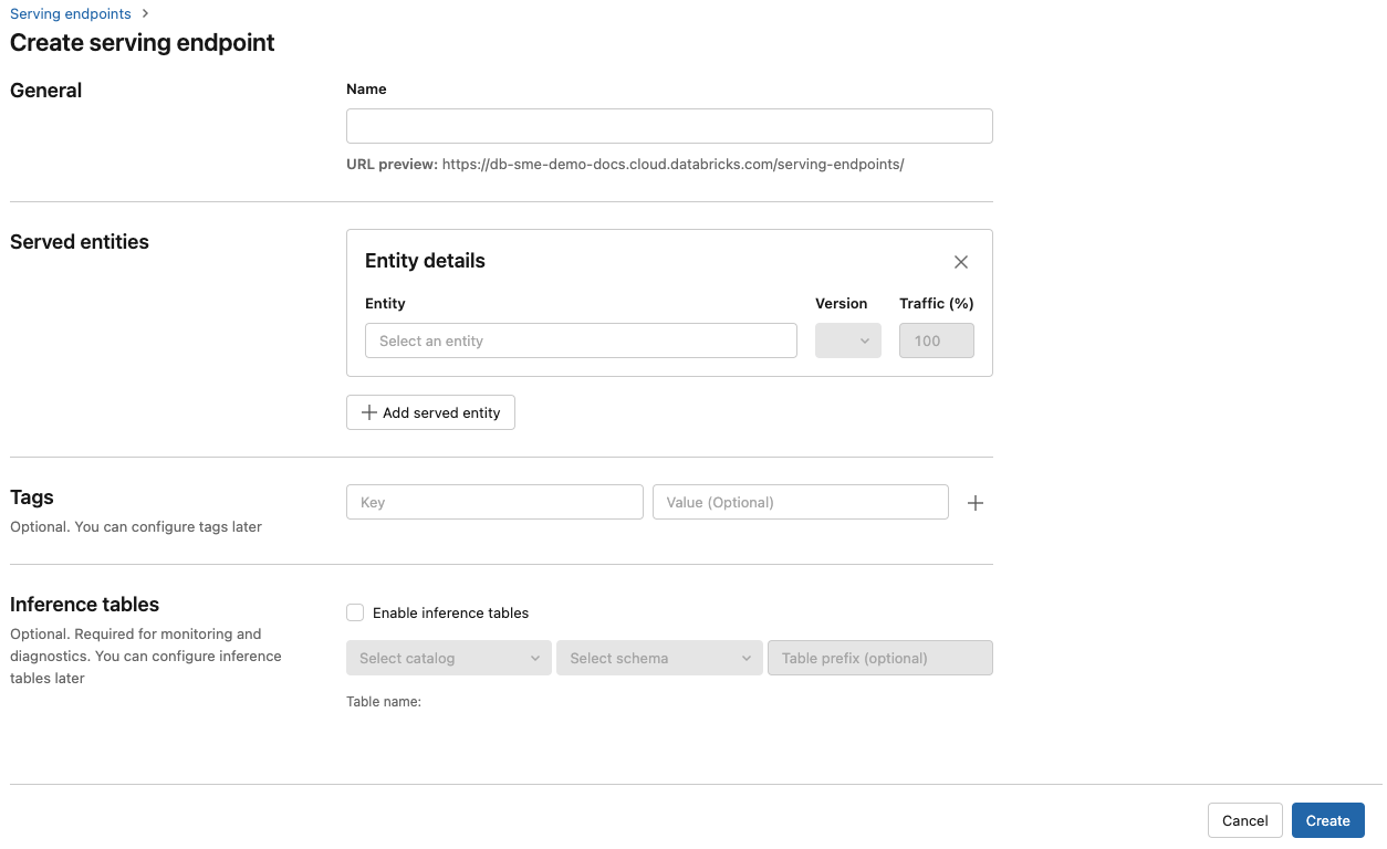 Create a model serving endpoint