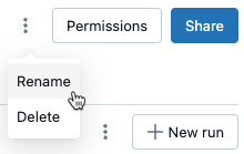 Rename a run from the run page.