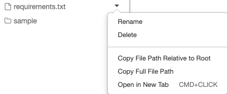 file drop down menu