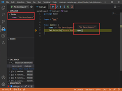 A screenshot showing running the debugger in VS Code.