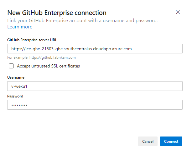 Screenshot of sign in with GitHub credentials.