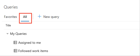 Screenshot of all queries view.