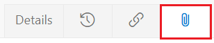 Screenshot of highlighted Attachments button in work item.