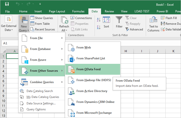 Screenshot showing Excel Get Data.