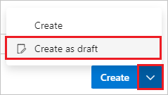 Screenshot showing Create as draft PR.