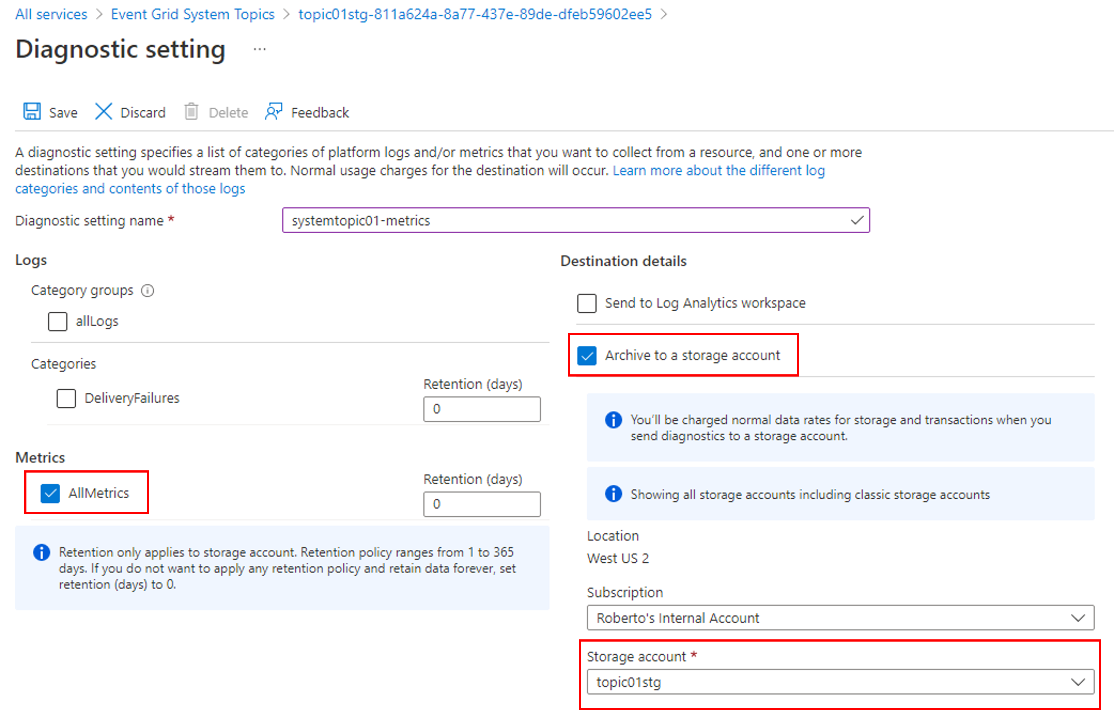 System topic - enable all metrics