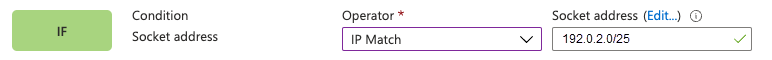 Portal screenshot showing socket address match condition.