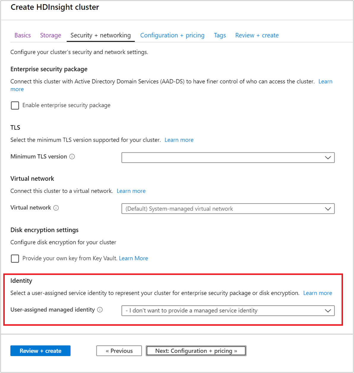 Azure HDInsight ESP Active Directory Domain Services managed identity.