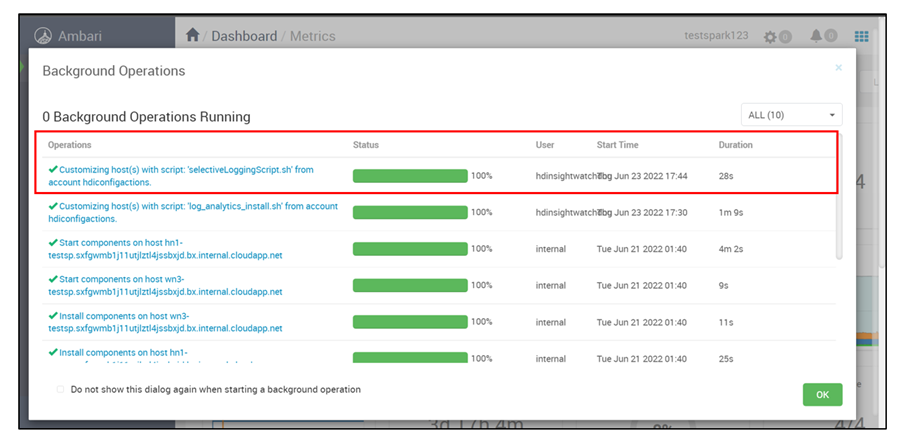 Screenshot that shows background operations.