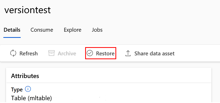 Screenshot showing Restore as selected.