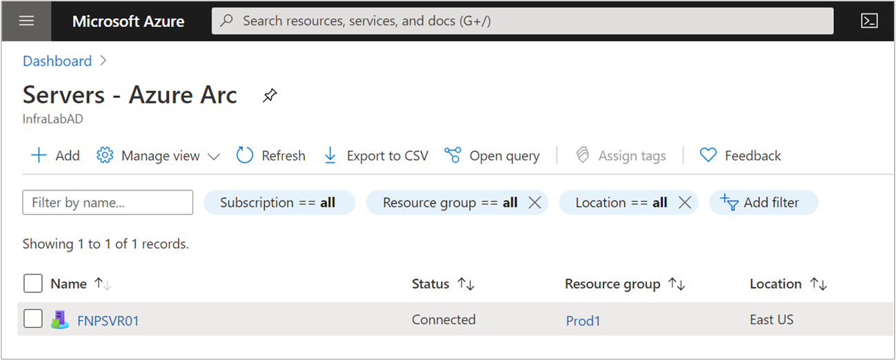 Screenshot of Sample Arc-Enrolled VM.