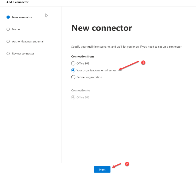 Microsoft 365 Admin Center mail server