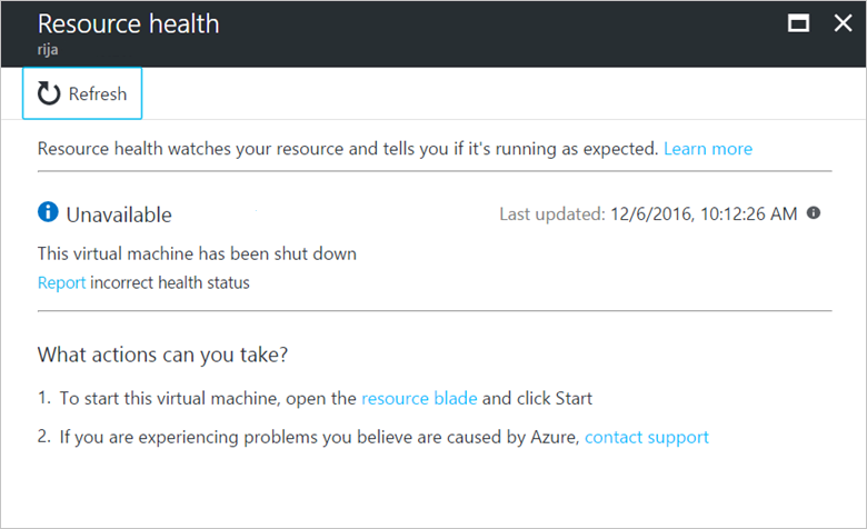 Status of "Unavailable" for a virtual machine because of a non-platform event