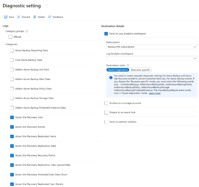 Screenshot of the Diagnostics setting screen.