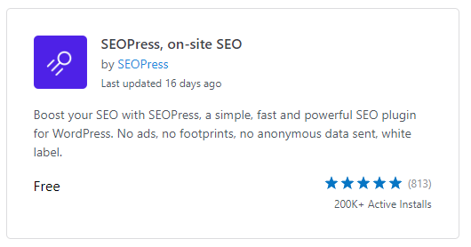 Search for SEOPress plugin.