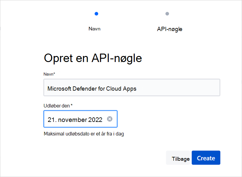 Opret API-nøgle.