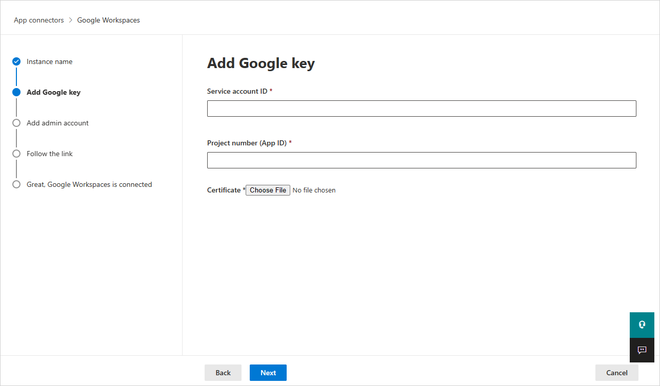 Konfiguration af Google Workspace i Defender for Cloud Apps.