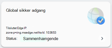 Skærmbillede, der viser status for global sikker adgang.
