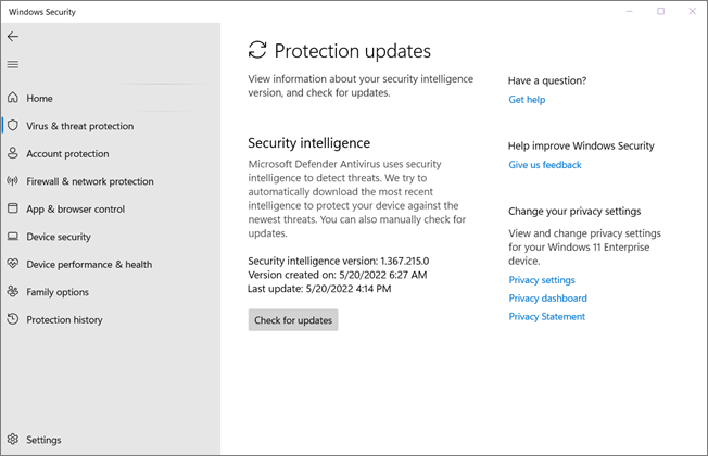 Opdater definitioner i Microsoft Defender Antivirus