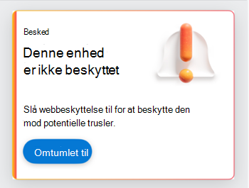 Skærmbillede af et kort, der beder brugeren om at aktivere webbeskyttelse.