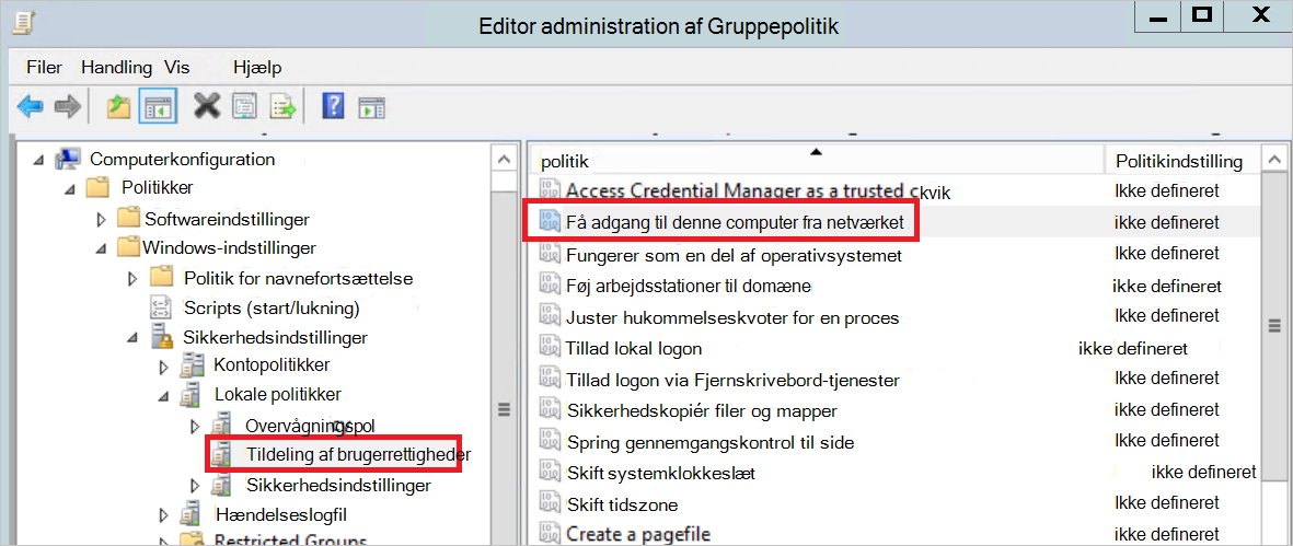 Skærmbillede af Editor administration af Gruppepolitik.