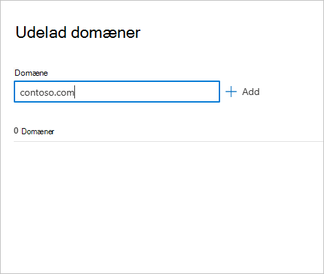 Tilføj et domæne, der skal udelades.