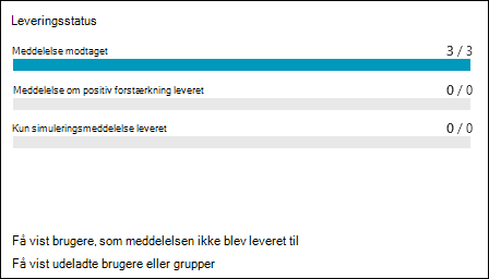 Afsnittet Leveringsstatus under fanen Rapport i en simuleringsrapport for en simulering.