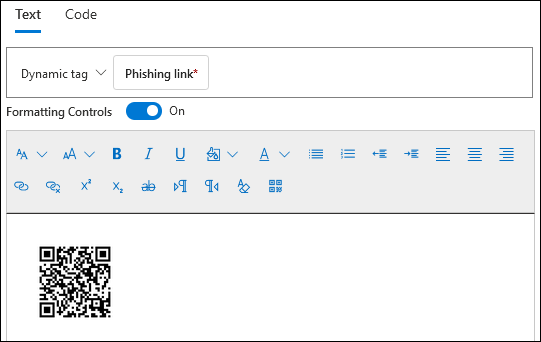 QR-kode, der indsættes i mailmeddelelsen om nyttedataene under oprettelse af nyttedata.