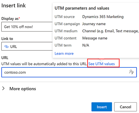 UTM-parametre og -værdier.