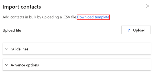 Downloade en CSV-skabelon for at oprette en modtagerliste.