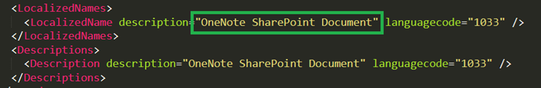 Søg efter layoutxml for OneNote SharePoint-dokument.