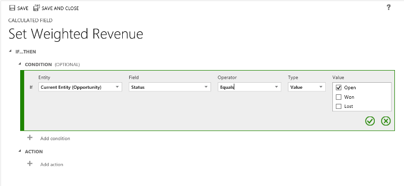 Indstille vægtet omsætning for salgsmuligheder i Dynamics 365 for Customer Engagement.