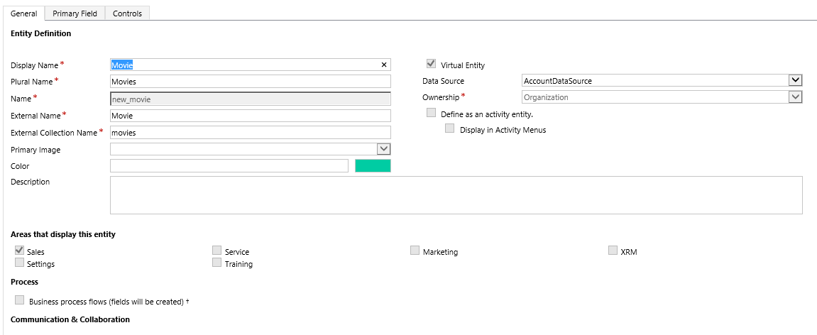 Definition for virtuelt objekt, der bruger Azure Cosmos DB-dataprovider.