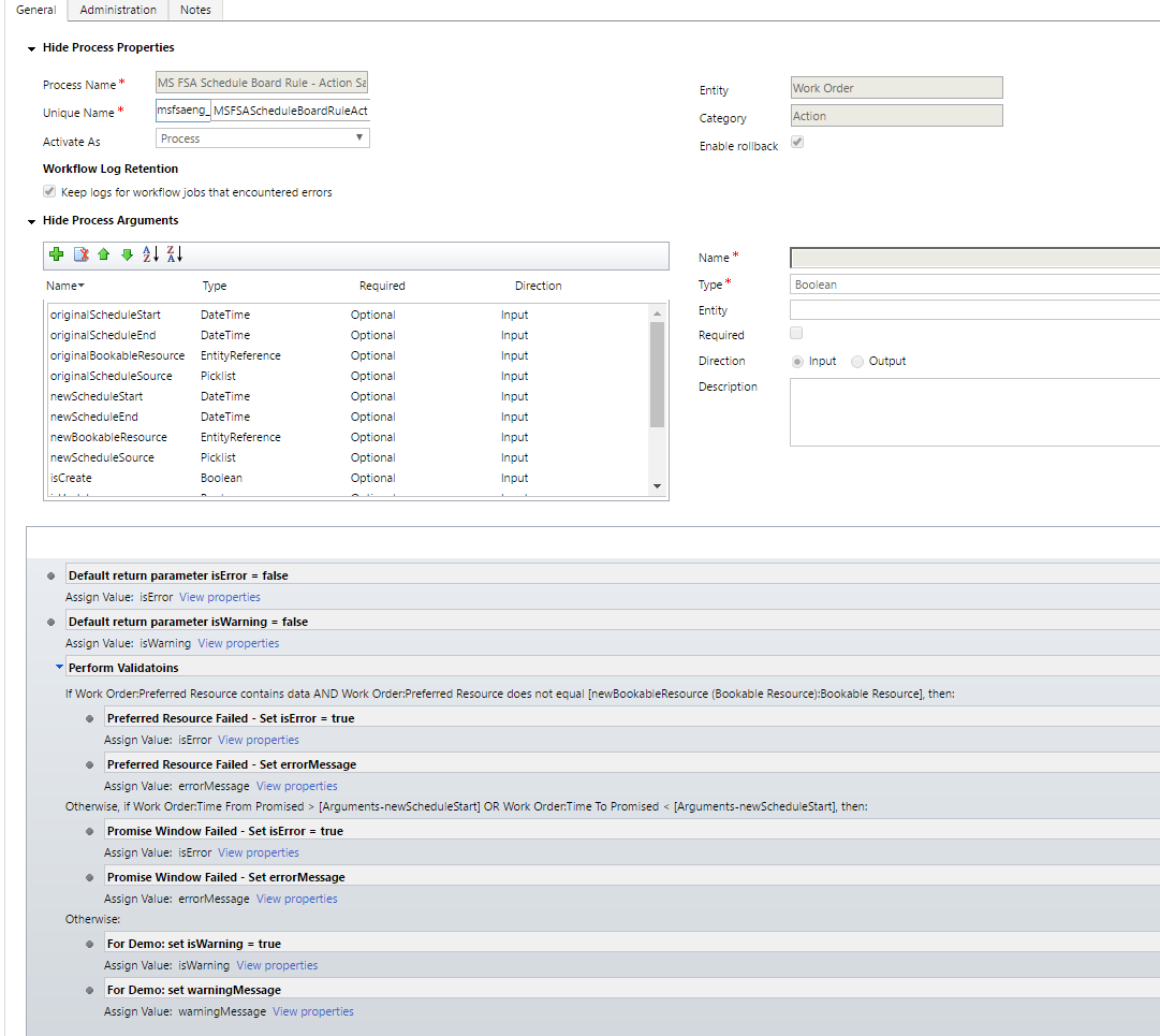 Skærmbillede af en brugerdefineret CRM-handling.