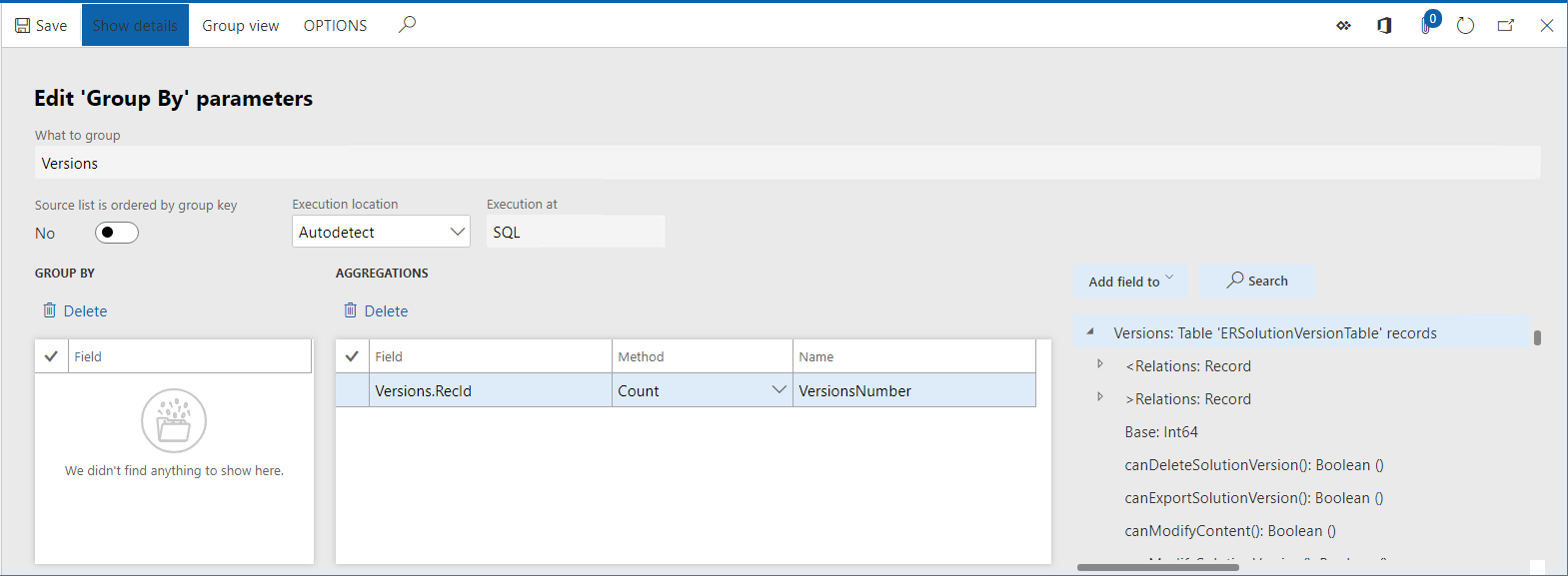 Side for redigering af parametre for 