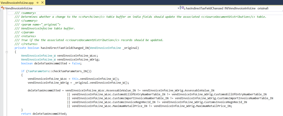 Method for listing fields that affect tax calculation.