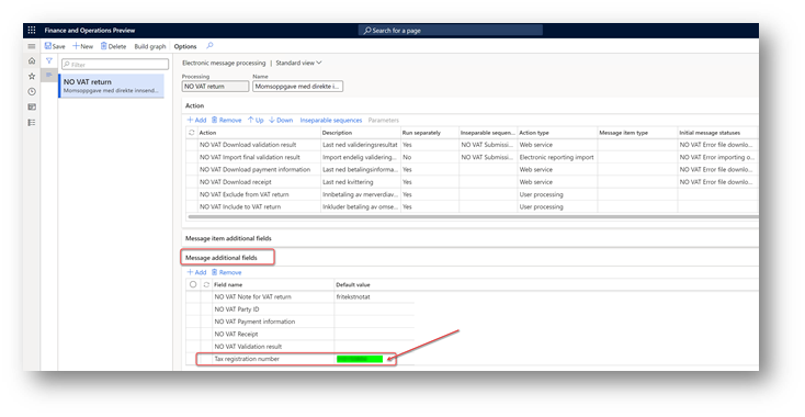 Setting up the VAT registration number of the company that is reporting a VAT return.