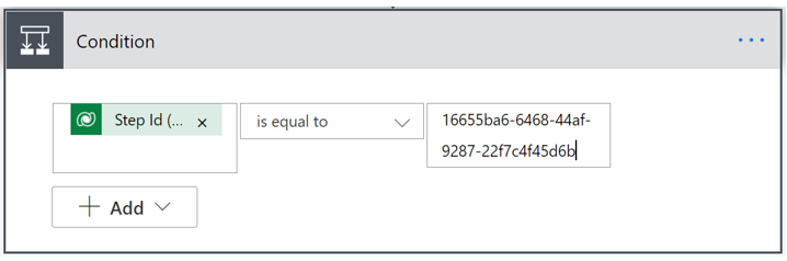 Condition filled in with Step Id field that contains an example Step Id.