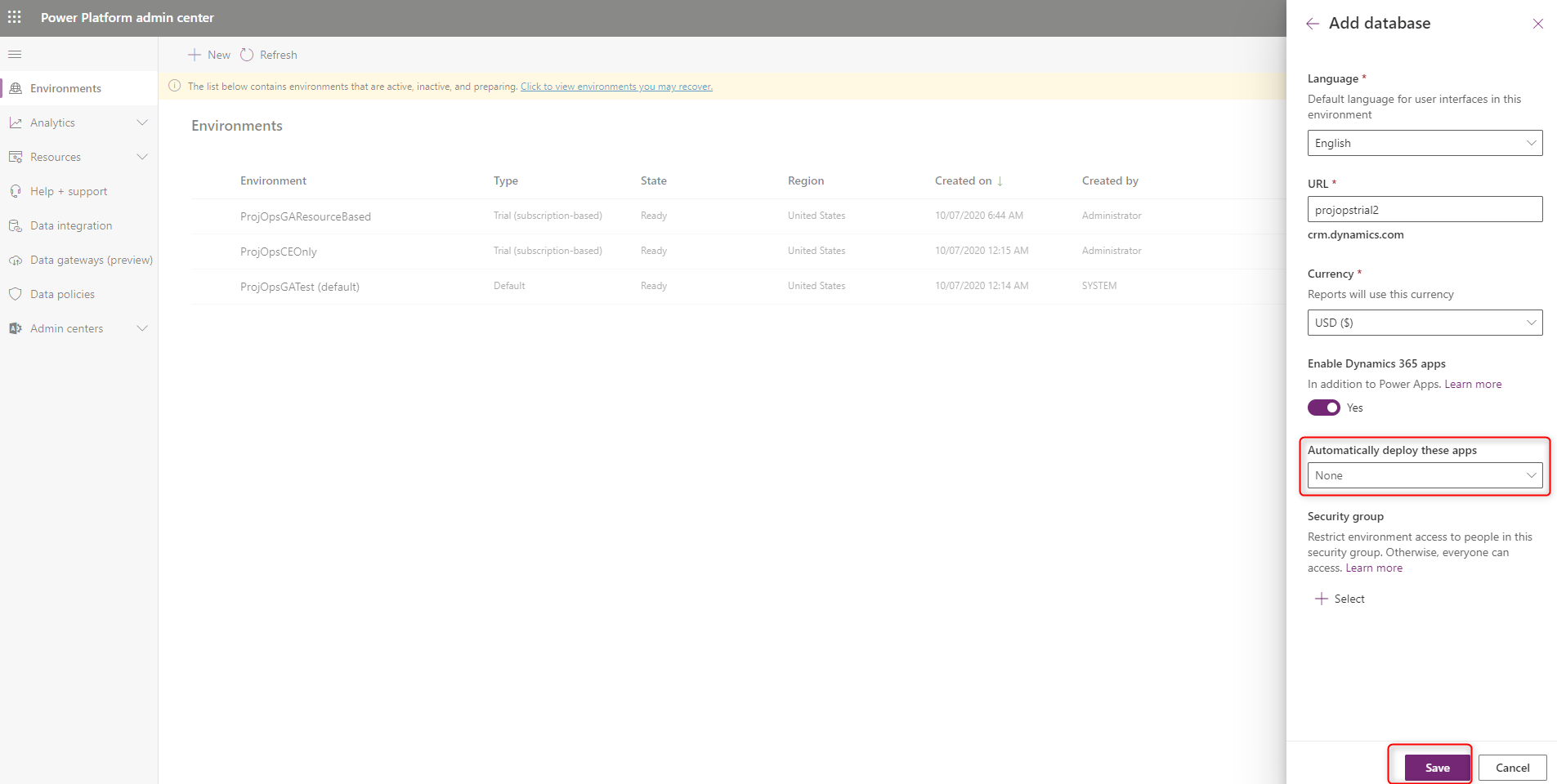 Tilføj database.