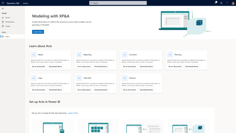 Learn-siden til Business Performance Planning