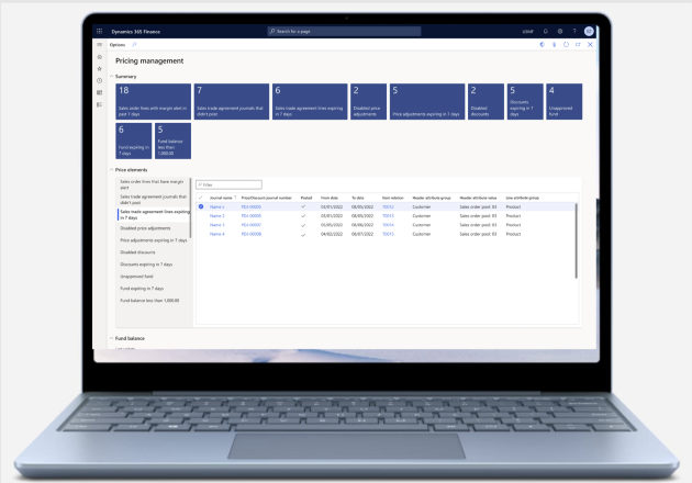 Arbejdsområde for prisjustering i Dynamics 365 Supply Chain Management